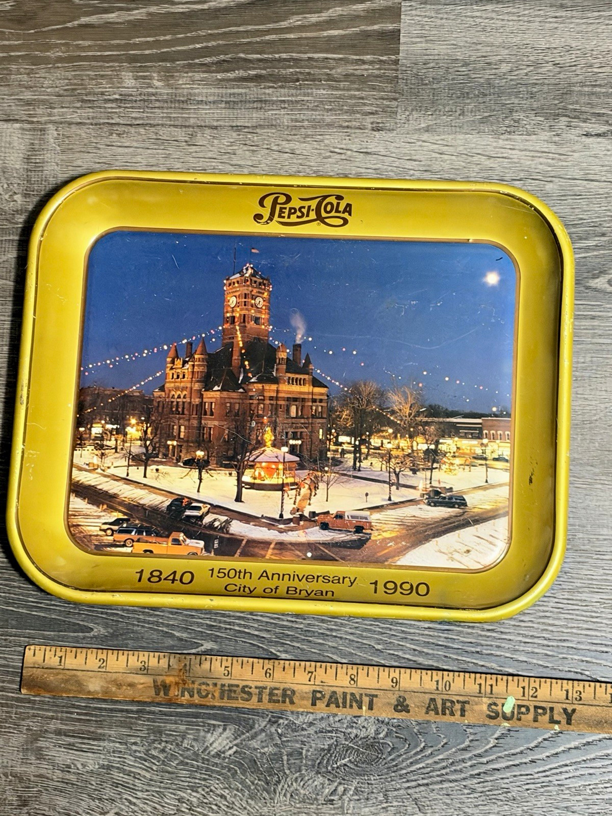 Pepsi-Cola Gold/Blue Advertising Tray 150th Anniversary City of Bryan 1990 Pepsi-Cola Gold/Blue Advertising Tray 150th Anniversary City of Bryan 1990