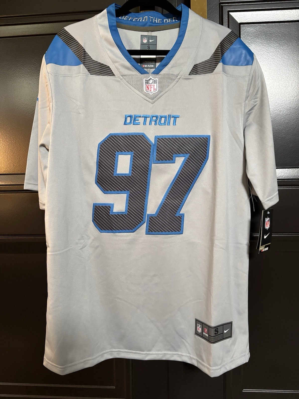 Detroit Lions Aiden Hutchinson #97 Gray Jersey All Stitched Adult Size Small