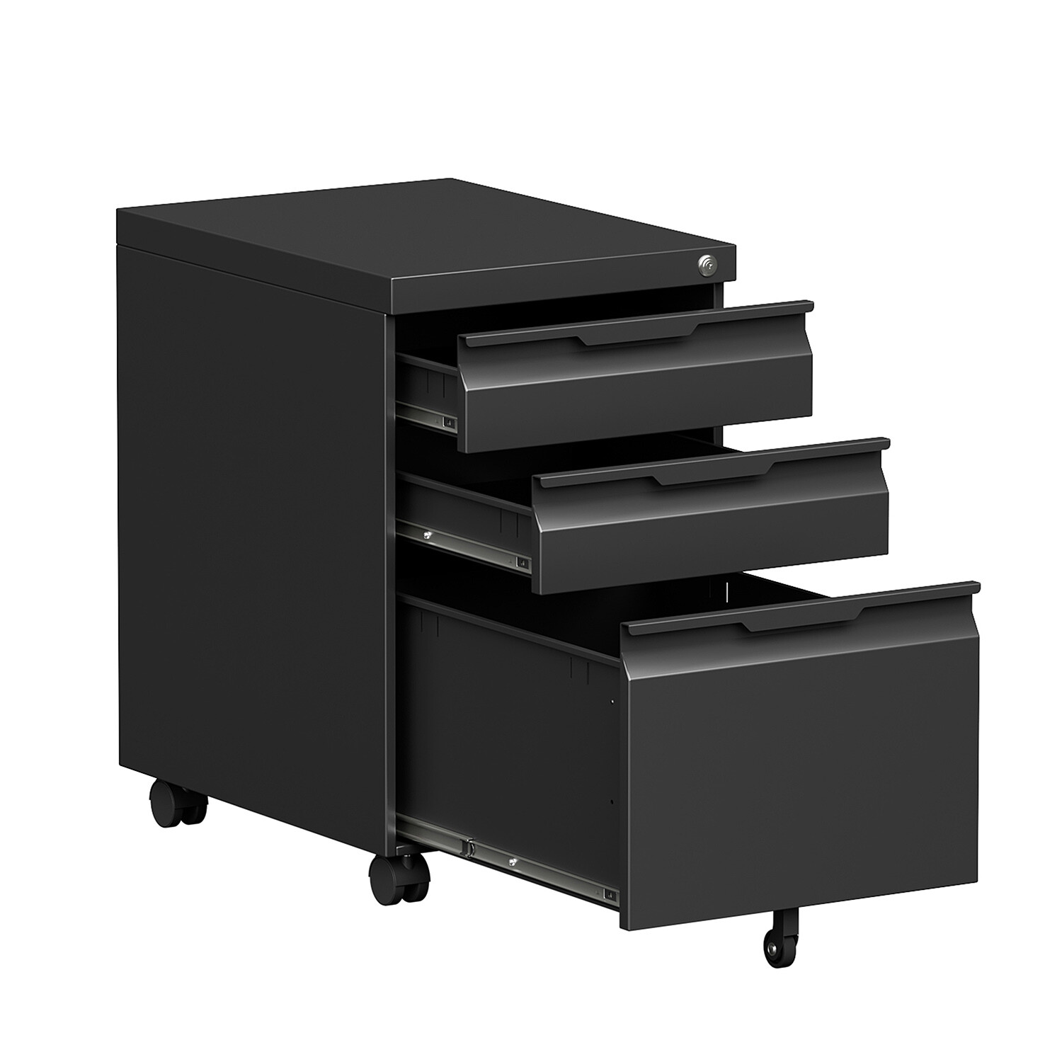 3 Drawer File Cabinet with Lock,Office Under Desk Rolling Filing Cabinet Storage