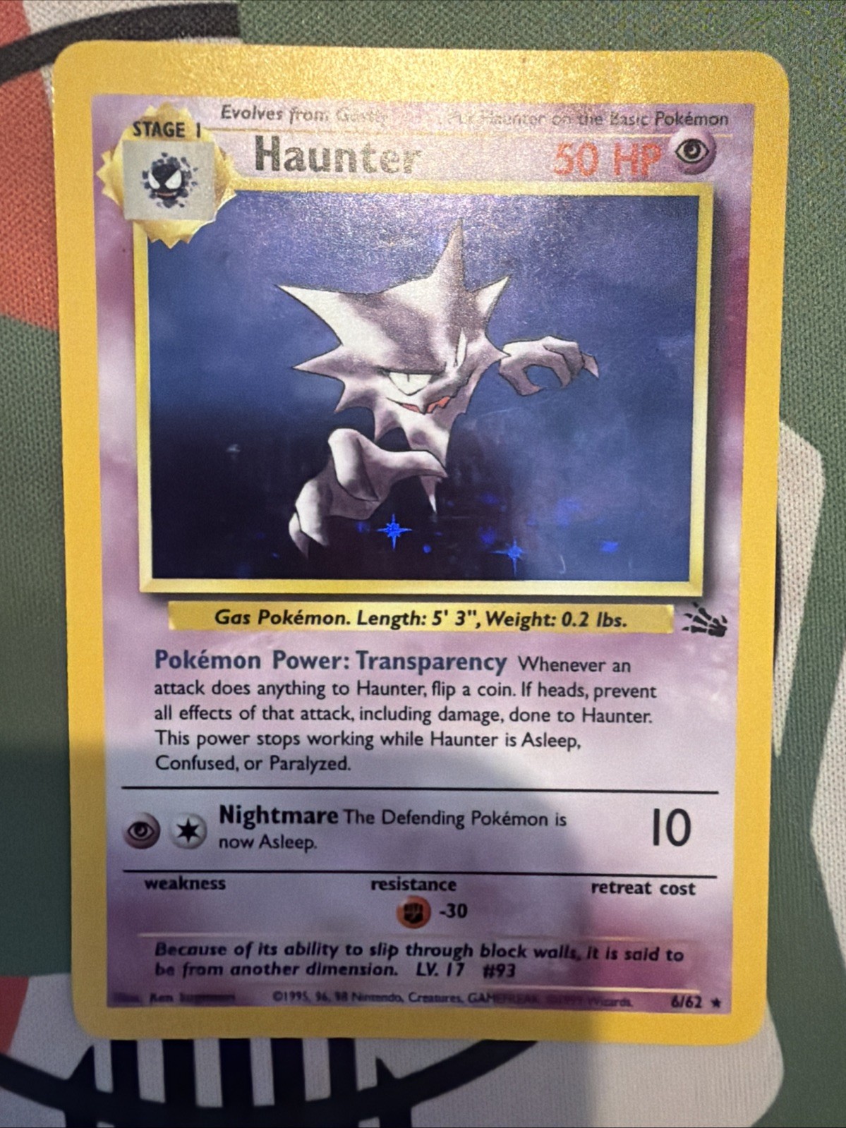Haunter 6/62 Fossil Unlimited Holo Rare NM/LP Haunter 6/62 Fossil Unlimited Holo Rare NM/LP