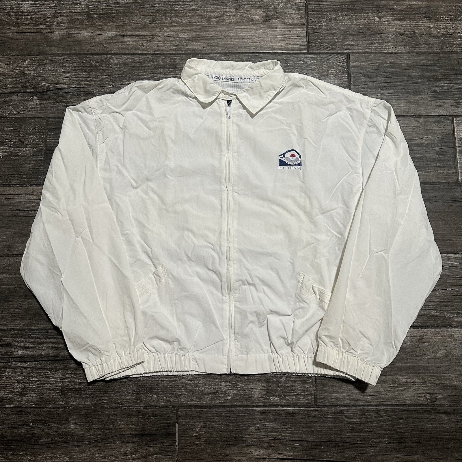VTG POLO SPORT RALPH LAUREN TENNIS WHITE USA MADE WINDBREAKER JACKET SZ XL