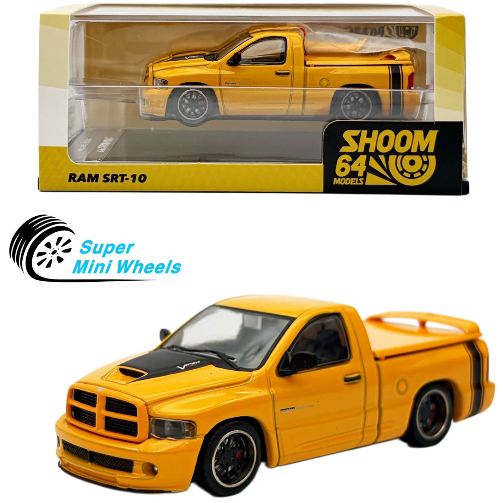 SHOOM64 1:64 2003 Dodge Ram SRT-10 Pickup – Yellow