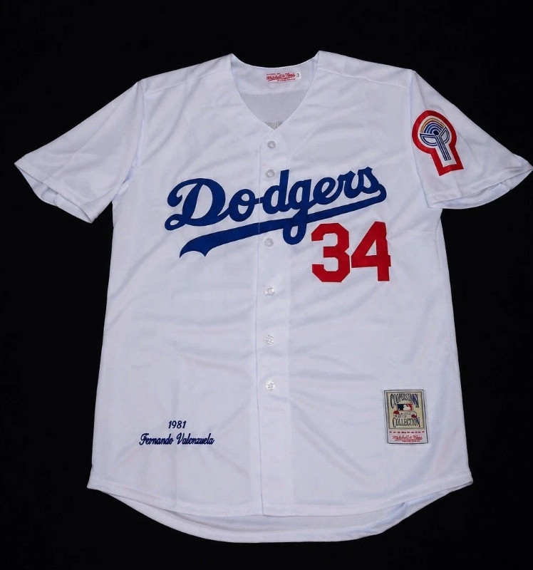 Vintage Los Angeles Dodgers Fernando Valenzuela #34 1981 Throwback Jersey White
