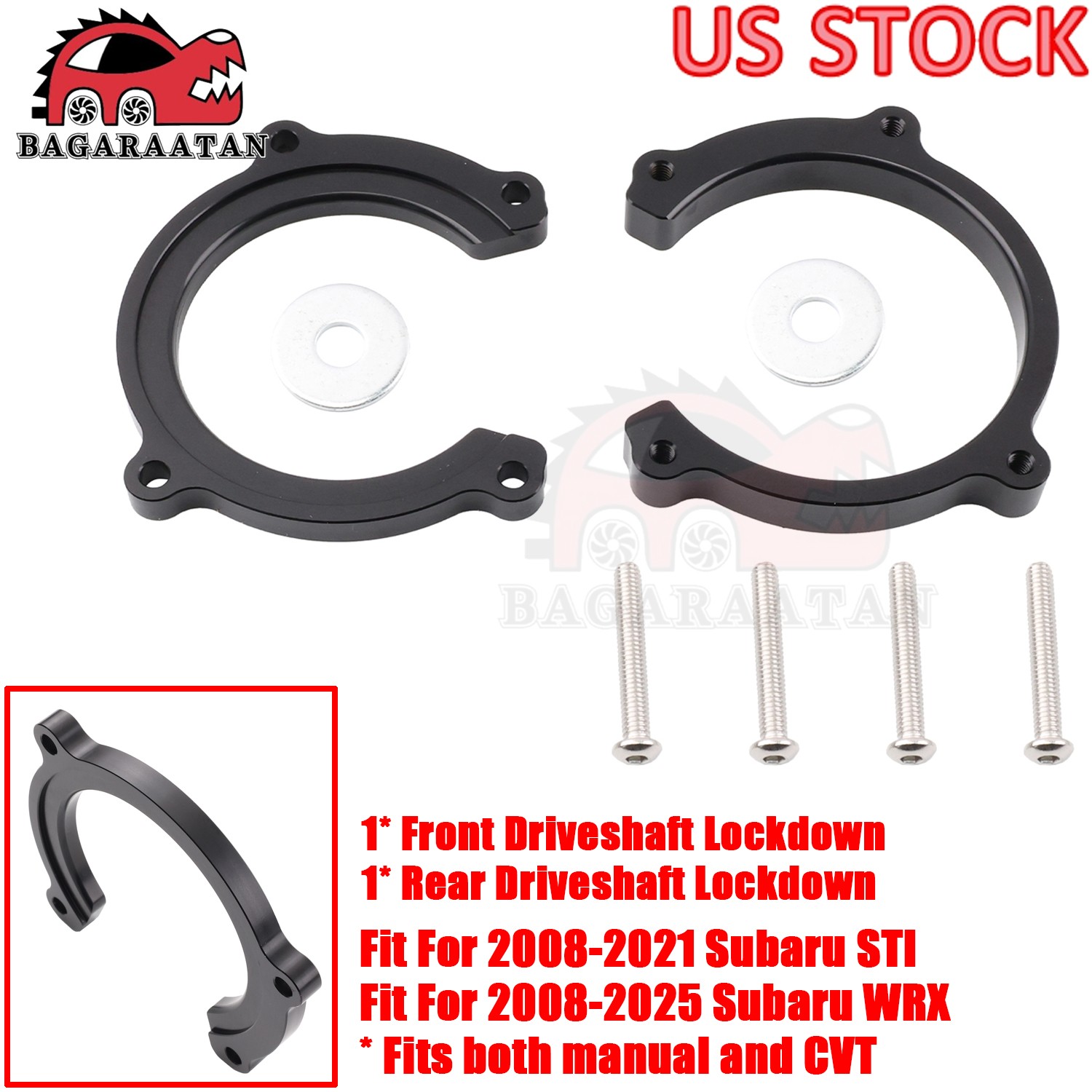 Pair Driveshaft Lockdown Aluminum For 2008-2025 Subaru WRX Impreza 2008-2021 STI