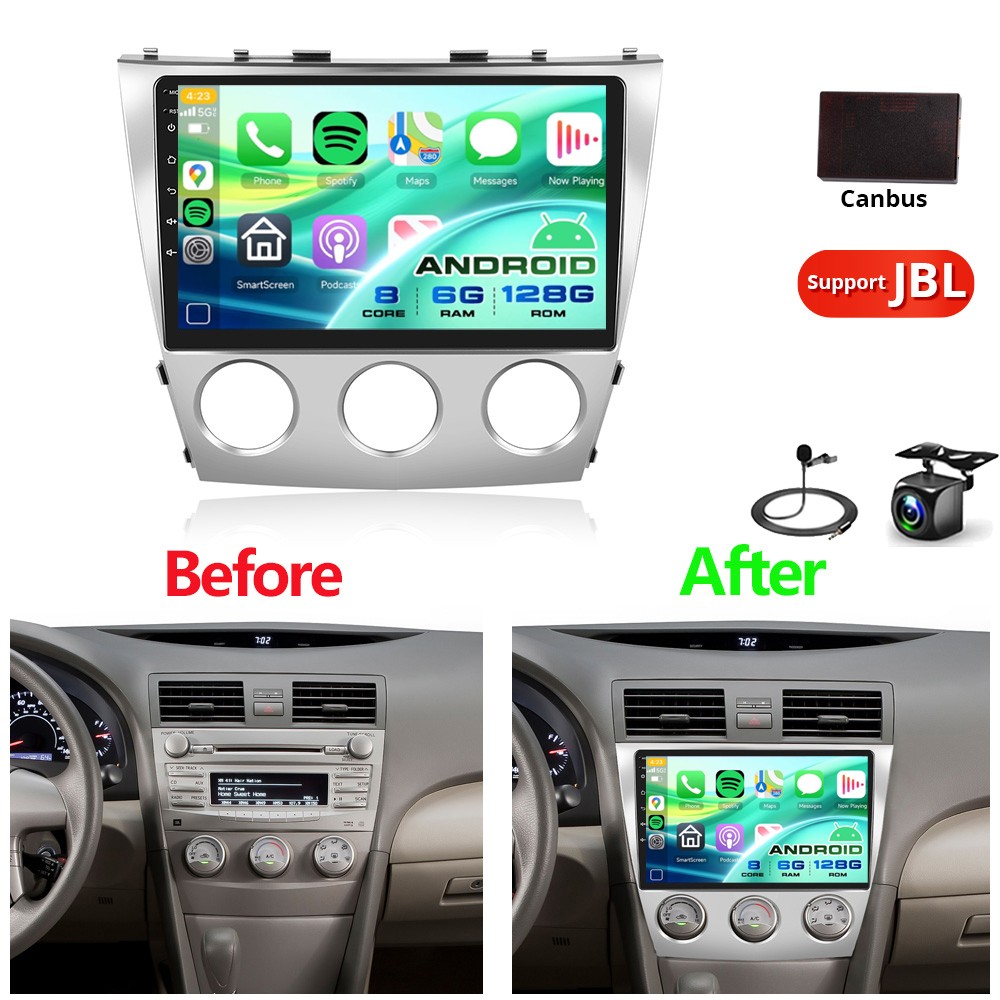 6+128GB Carplay For Toyota Camry 2006-2011 Android 15 Car Radio GPS Navi JBL Cam