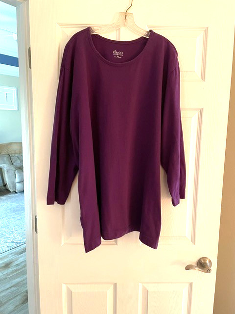 Denim & Co. Essentials 100% Cotton Long Sleeve Tunic - Size 3X Purple