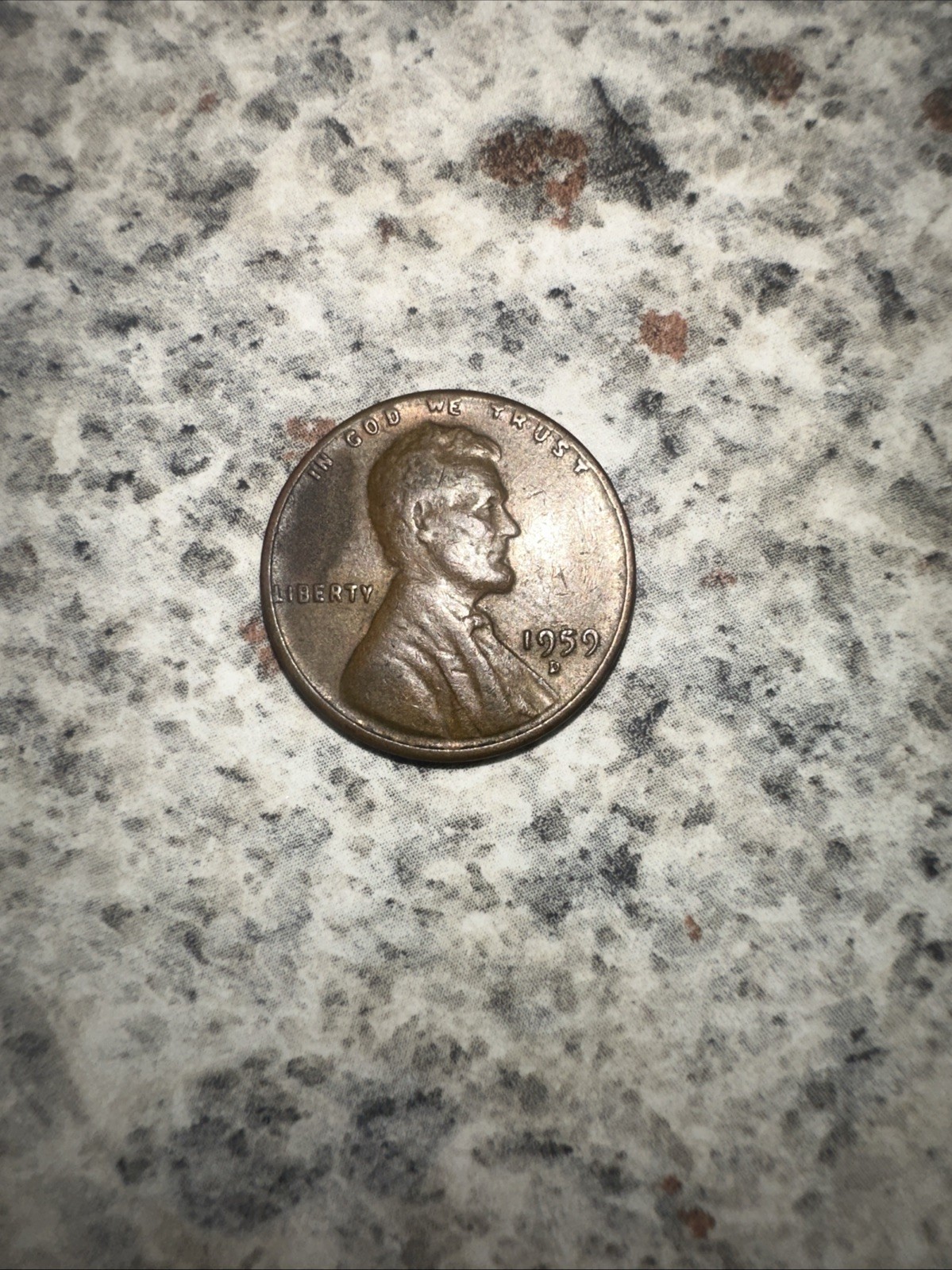 1959-D 1C RD Lincoln Cent “Error L On Rim And ‘In God We Trust’” 1959-D 1C RD Lincoln Cent “Error L On Rim And ‘In God We Trust’”