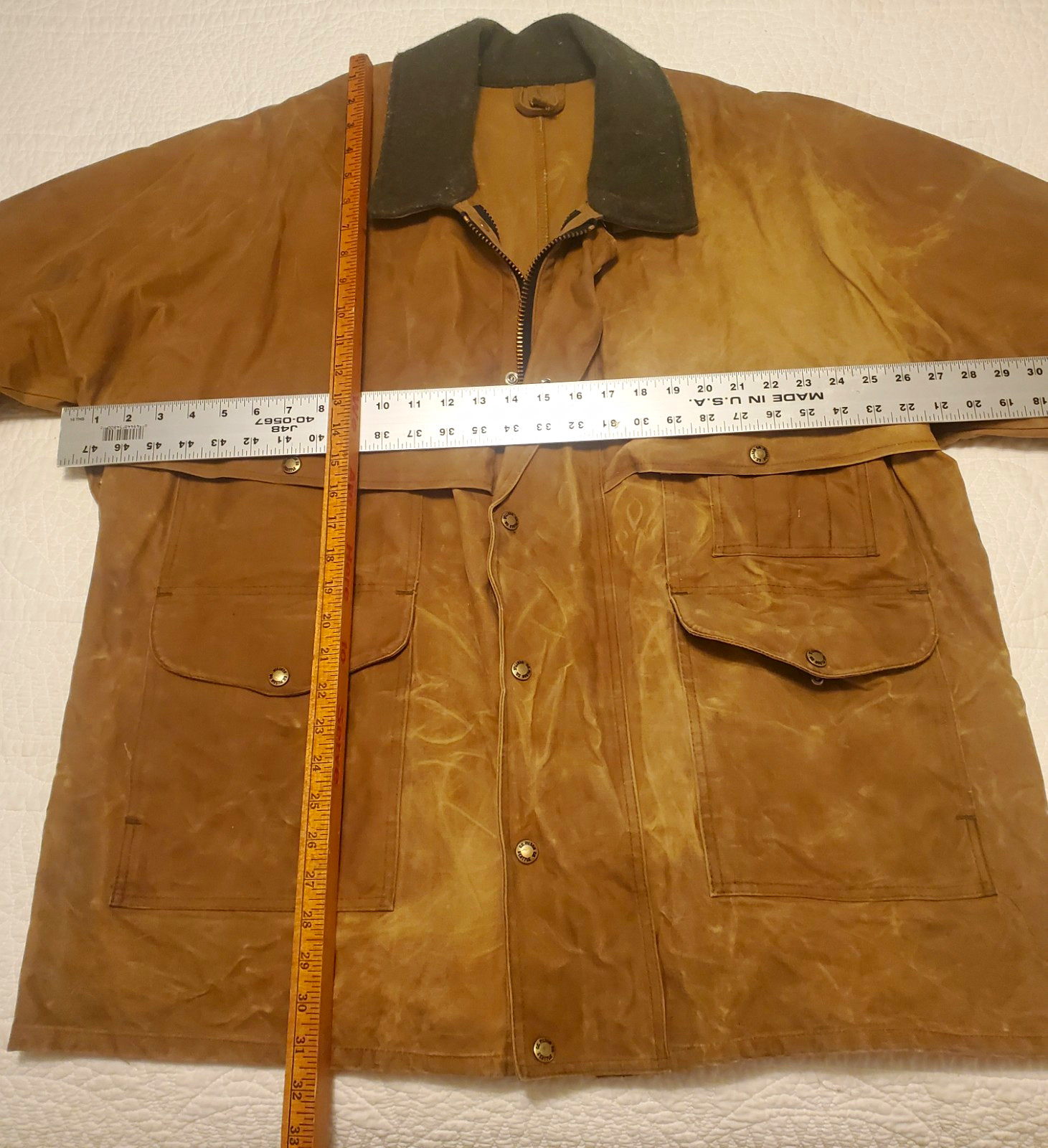 Filson Tin Cloth Field Jacket Brown Men\'s L Button/Zip Mid-Length Outdoor Filson Tin Cloth Field Jacket Brown Men\'s L Button/Zip Mid-Length Outdoor
