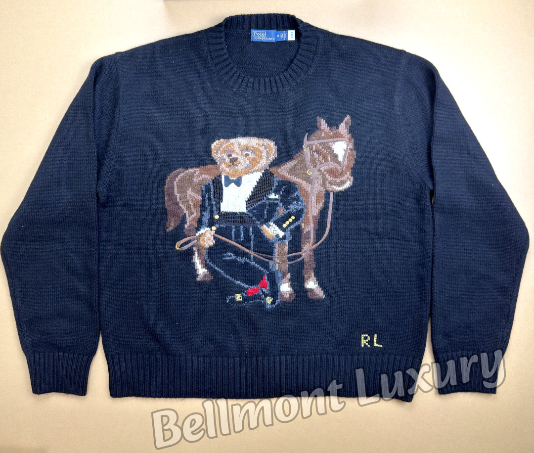 POLO RALPH LAUREN Polo Bear Equestrian Knit Sweater Navy Men\'s L NWT POLO RALPH LAUREN Polo Bear Equestrian Knit Sweater Navy Men\'s L NWT