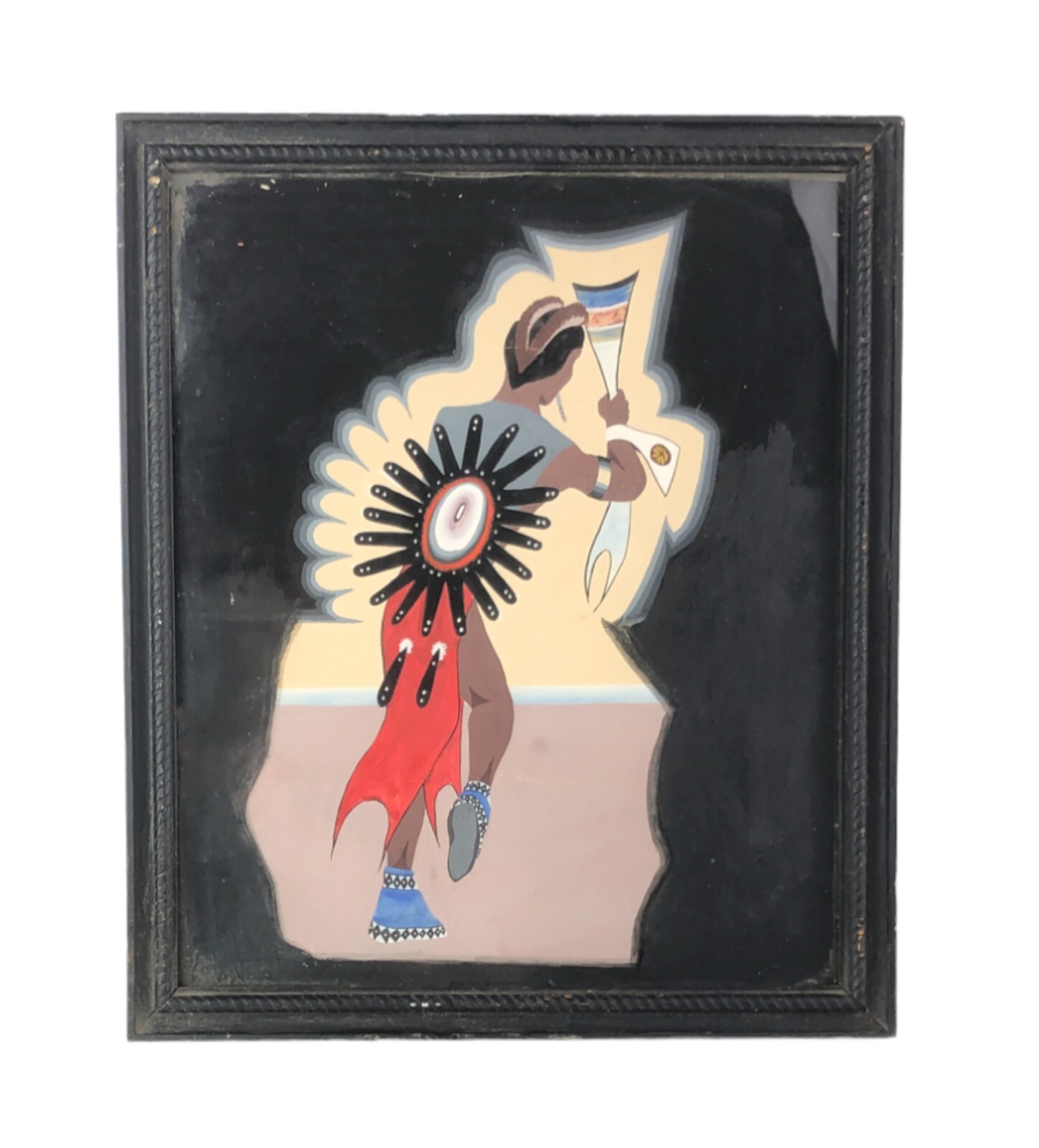 Kiowa Dancer Gouache Flat Style Native American Indian Original Painting 13x11