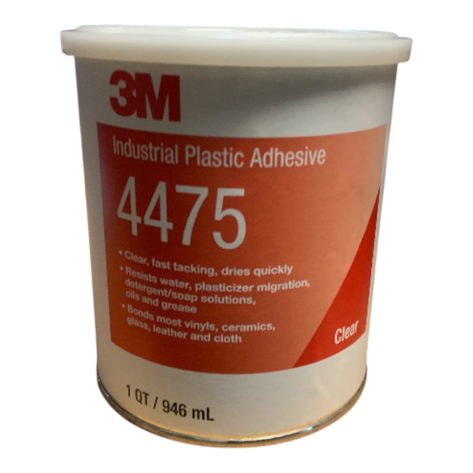 3M 4475 Industrial Plastic Adhesive Clear 1 Qt (946 mL) Fast-Tacking Vinyl Glass 3M 4475 Industrial Plastic Adhesive Clear 1 Qt (946 mL) Fast-Tacking Vinyl Glass