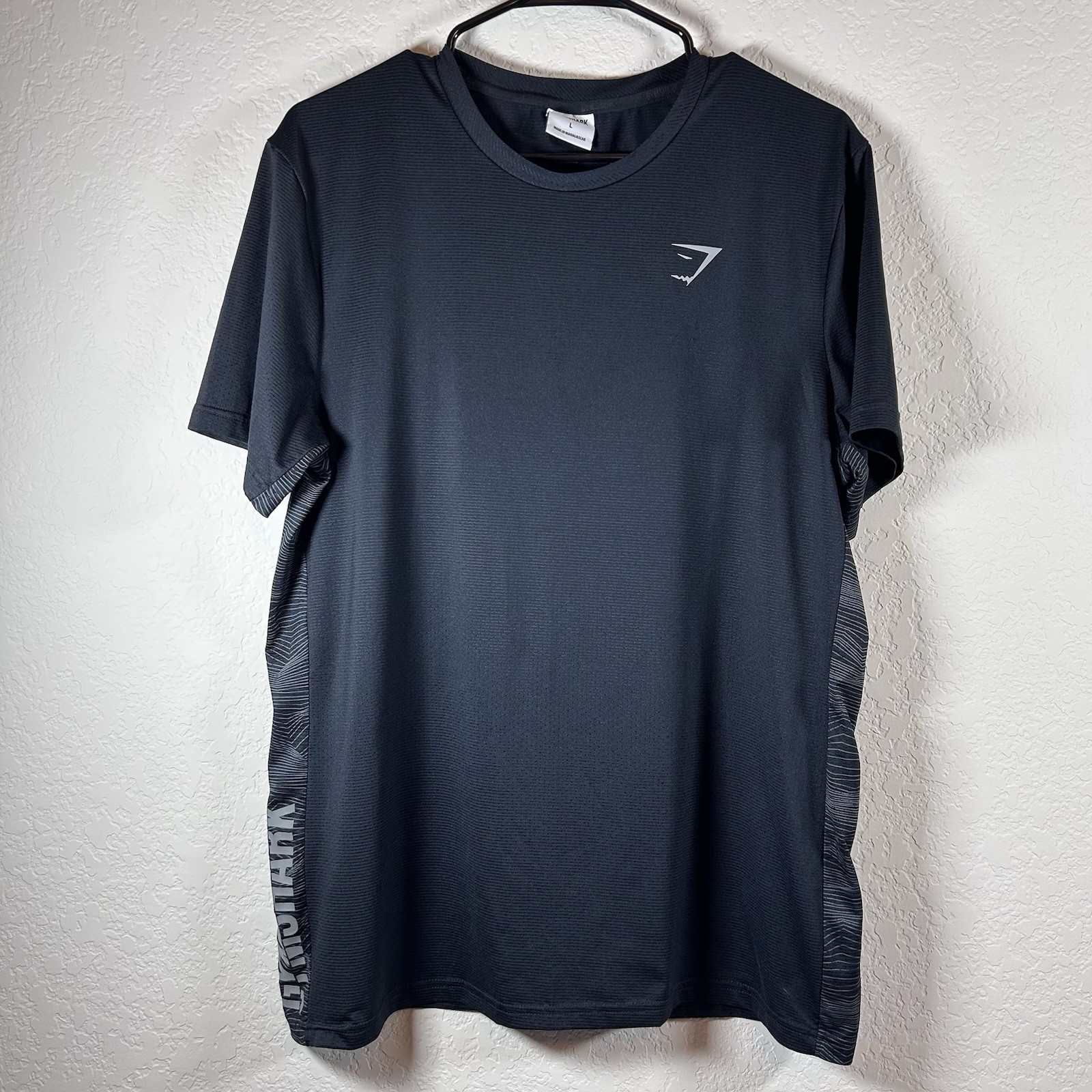 Gymshark Mens Black Performance T- Shirt Large Gym Training Sports Lightweight