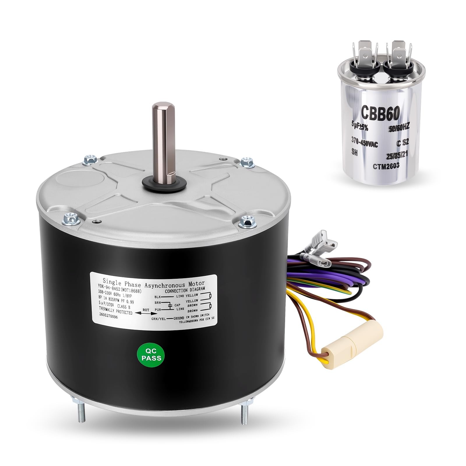 MOT18688 Condenser Fan Motor 1/8HP 208-230V 825RPM for Trane, GE, Genteq