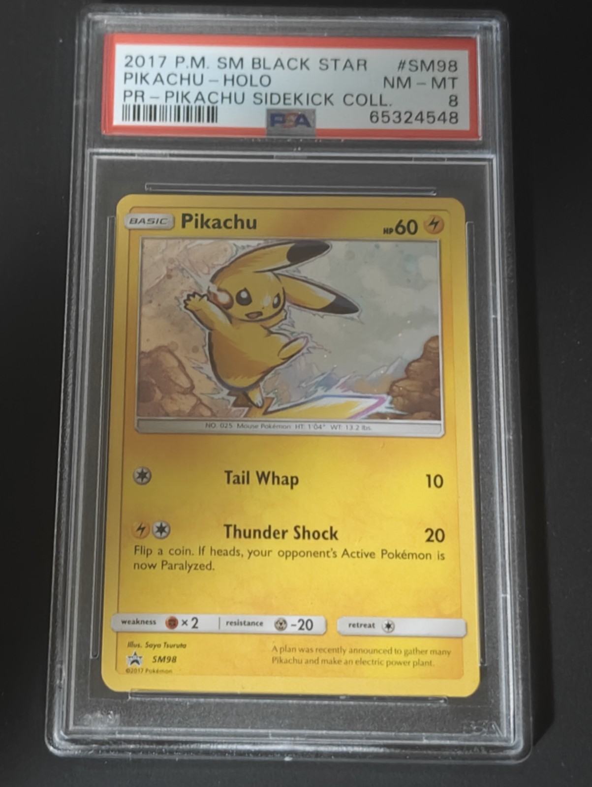 2017 POKEMON SM BLACK STAR PROMO PIKACHU SIDEKICK COLL #SM98 PIKACHU-HOLO PSA 8 2017 POKEMON SM BLACK STAR PROMO PIKACHU SIDEKICK COLL #SM98 PIKACHU-HOLO PSA 8