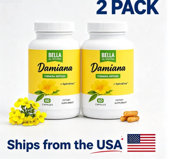 Bella All Natural Damiana Leaves Dietary Supplement Capsules 2-Pack