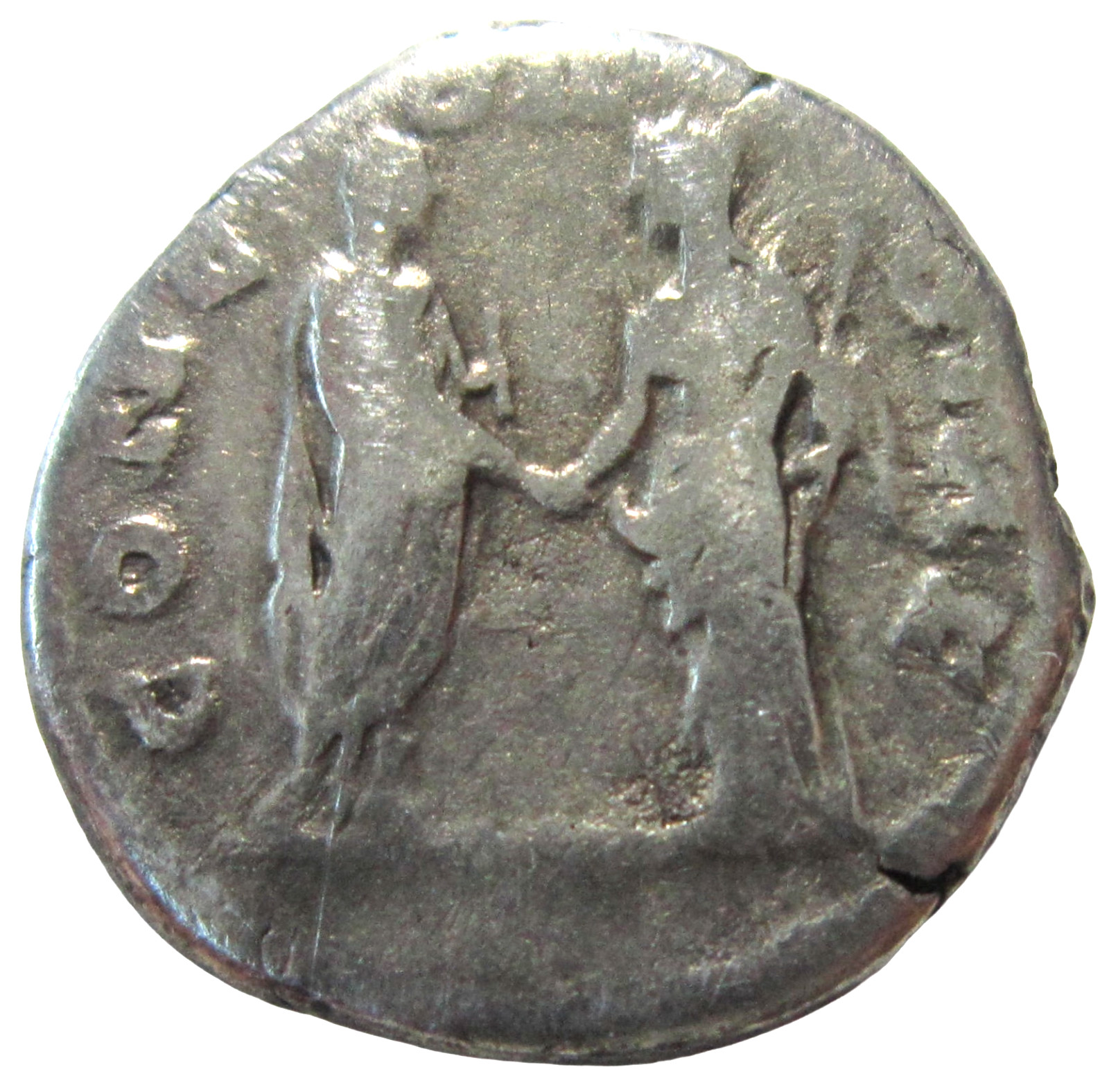 AR DENARIUS. DIVA FAUSTINA I, AFTER 141 AD. FAUSTINA AND ANTONINUS PIUS REVERSE.