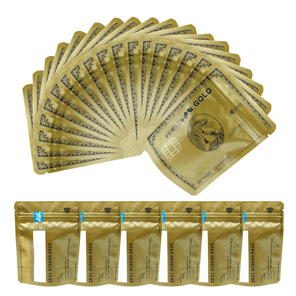 3.5g Resealable Stand Up Mylar Bags Smell Proof Zip Seal Food Grade Pouch 100pcs