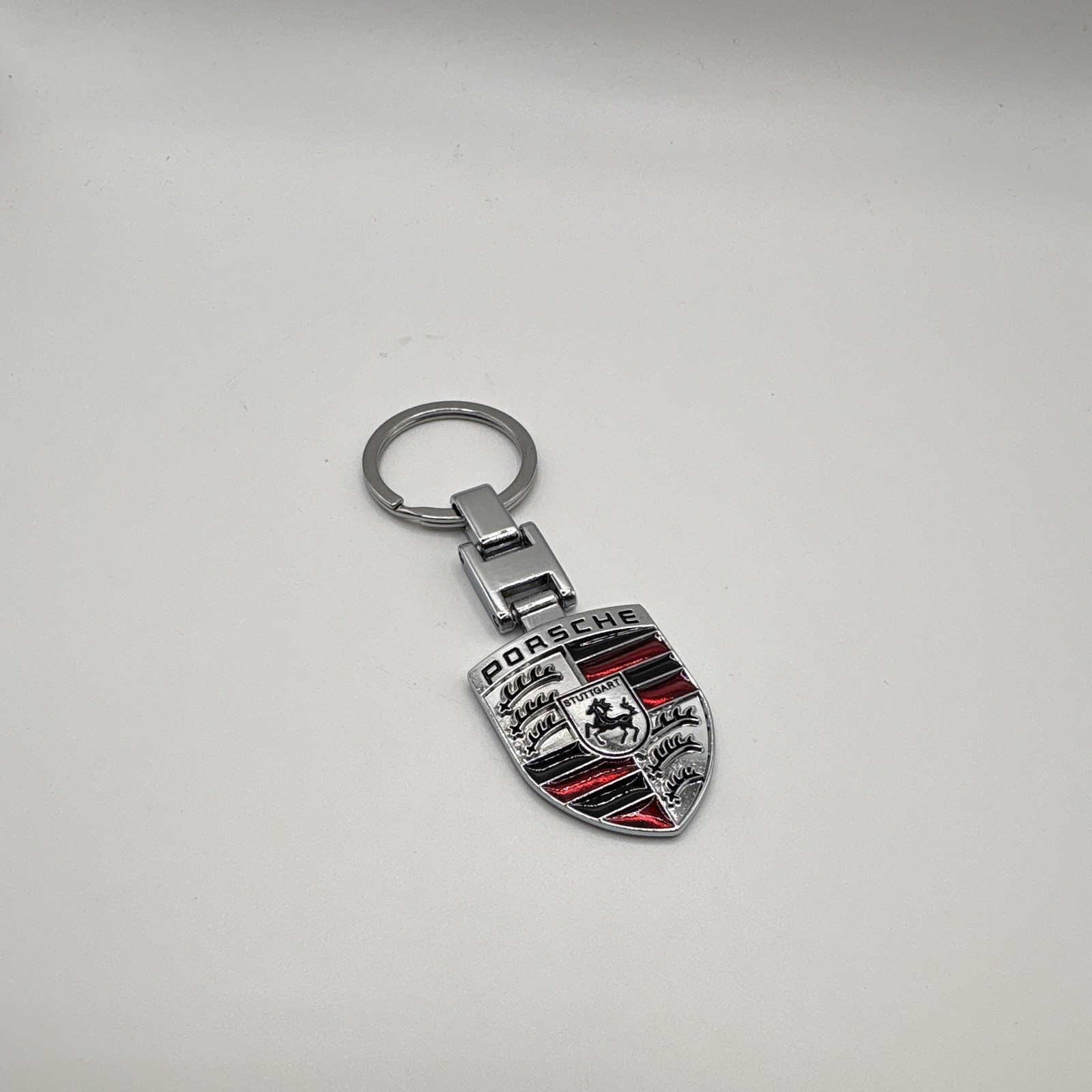 NEW - Custom Porsche Metal Enamel Crest Emblem Badge Car Key Chain Key Fob Gift