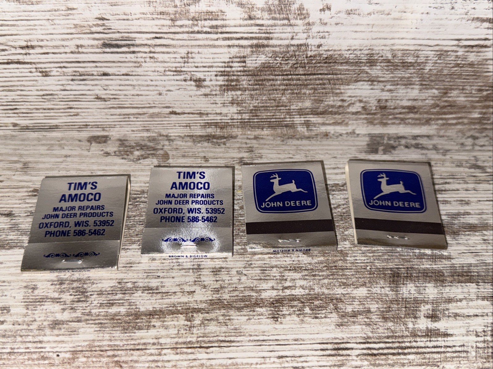 Vintage Tim’s Amoco John Deere Matchbook Oxford Wi Wis Wisconsin Lot Of 4