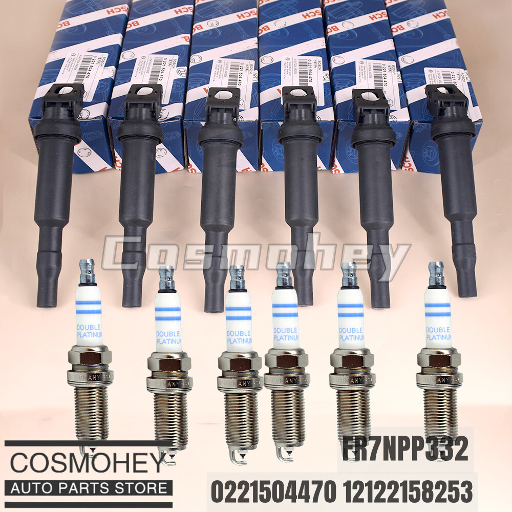 6X Ignition Coils &Spark Plugs FR7NPP332 Fit for BOSCH BMW E82 E90 E92 128i 328i