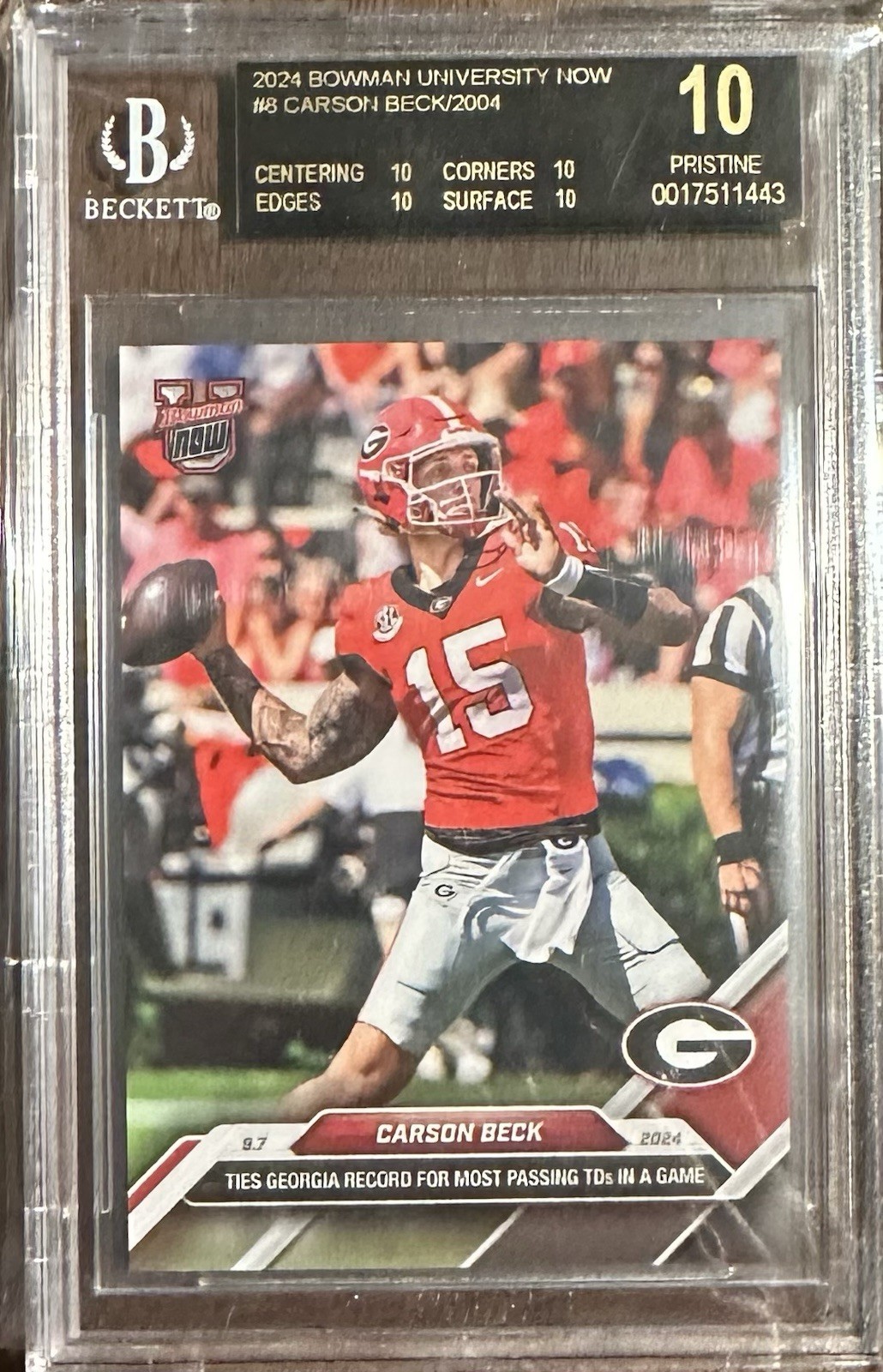 BGS 10 CARSON BECK Black Label 2023 TOPPS NOW BOWMAN U Arizona Cardinals Rookie BGS 10 CARSON BECK Black Label 2023 TOPPS NOW BOWMAN U Arizona Cardinals Rookie