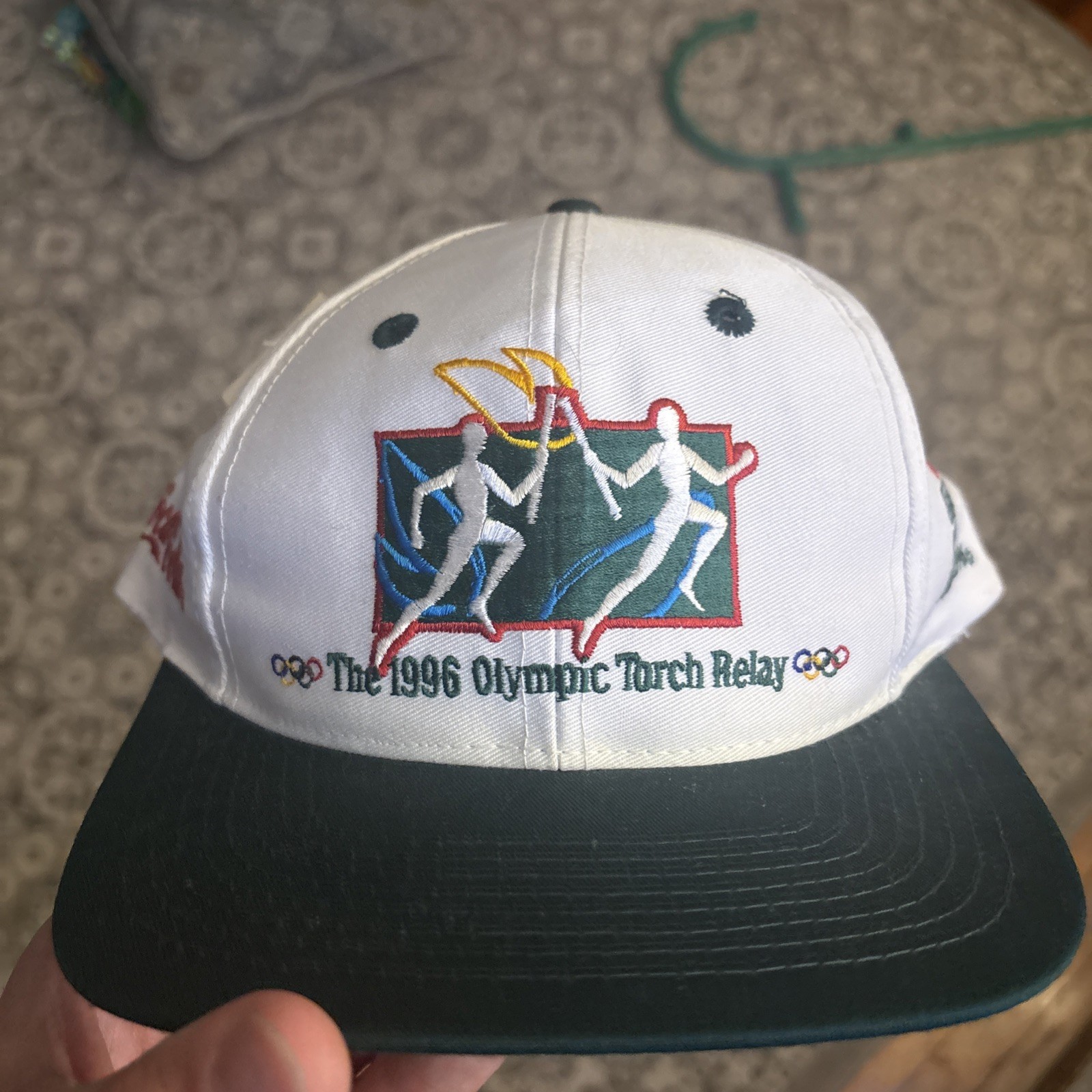 NWT Vintage 1996 Atlanta Olympics Torch Relay Snapback Hat Two-Tone Streetwear NWT Vintage 1996 Atlanta Olympics Torch Relay Snapback Hat Two-Tone Streetwear