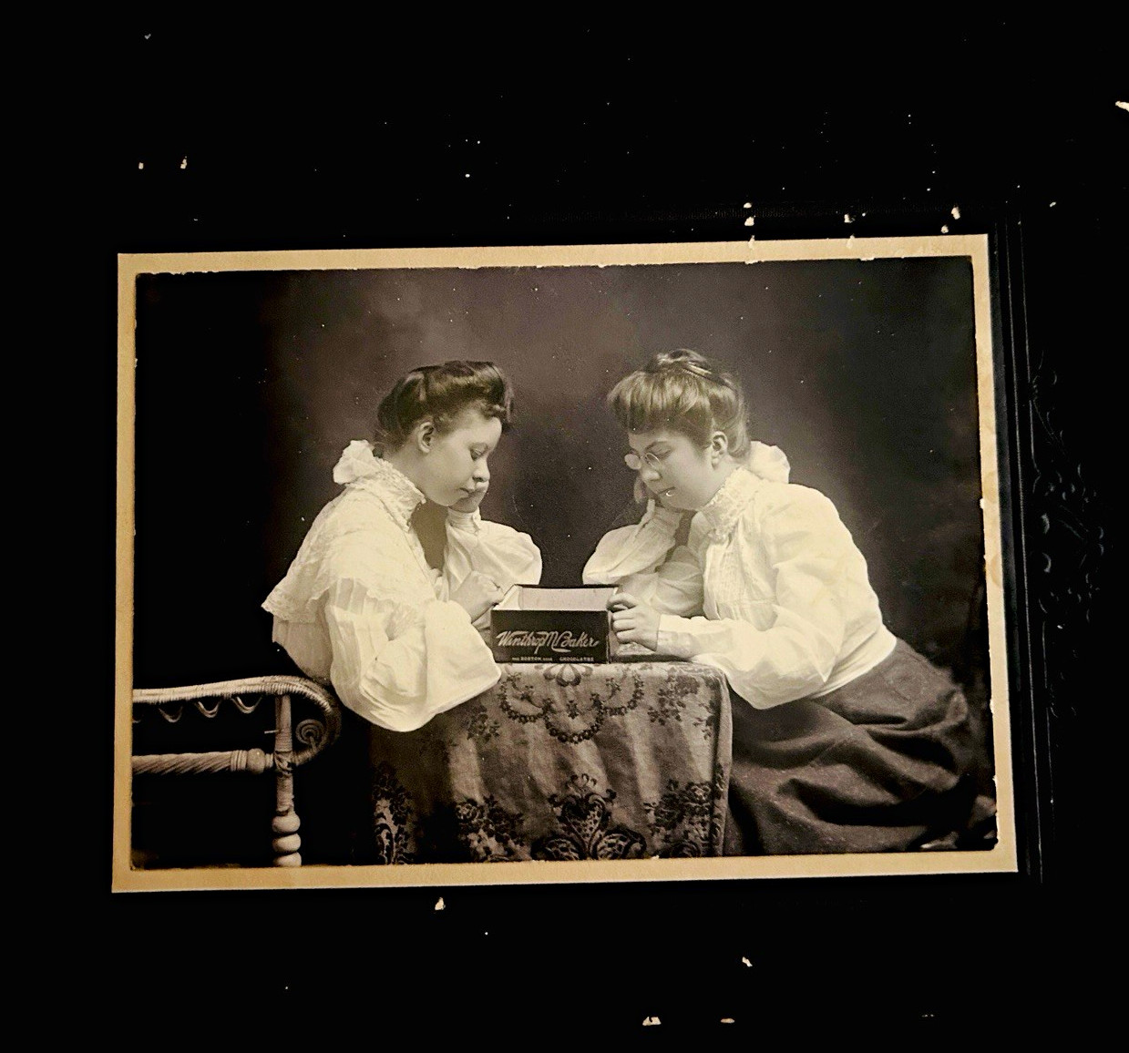 Rare Antique Turn of Century Photographic Chocolate Advertisement Cabinet Card