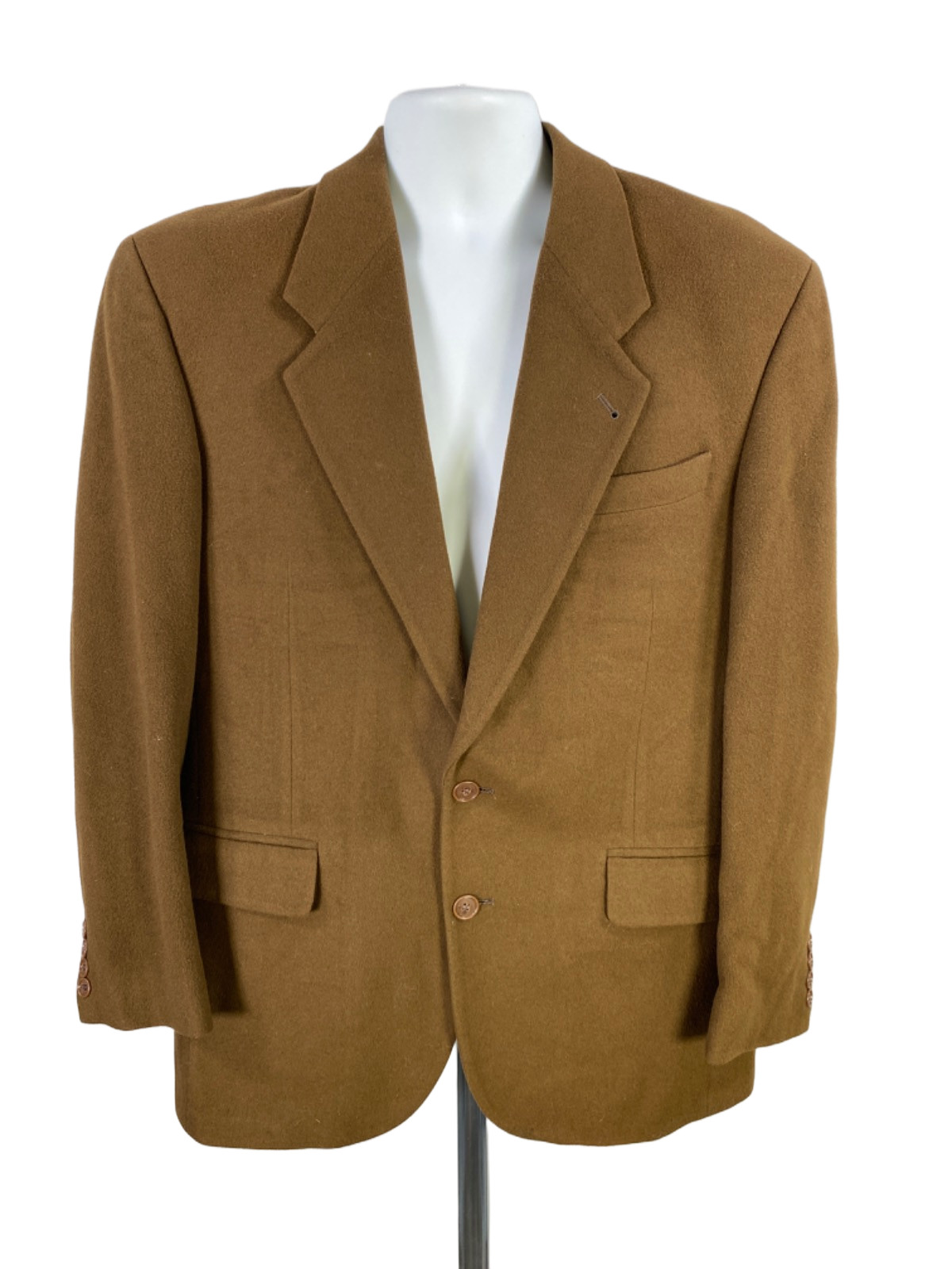 Bachrach Men\'s Brown Wool/Cashmere Blend Two Button Blazer Jacket - 40R