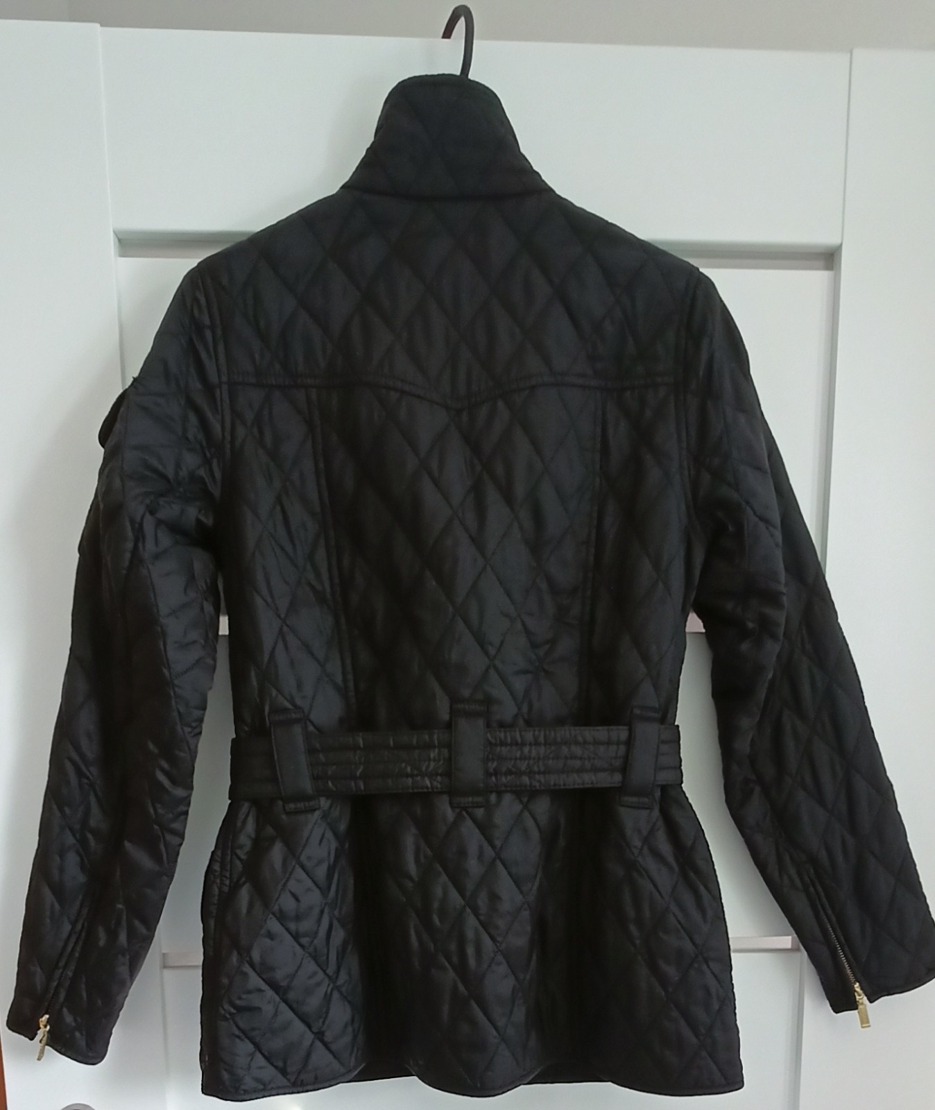 Barbour International Quilted Jacket Belted Black Women\'s UK 10 EU 36 US 6 Coat