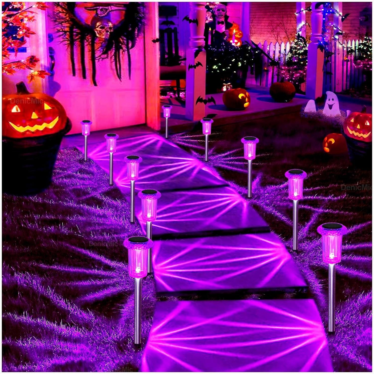 DENICMIC SOLAR HALLOWEEN LIGHTS OUTDOOR WATERPROOF 10 PACK YARD DECOR