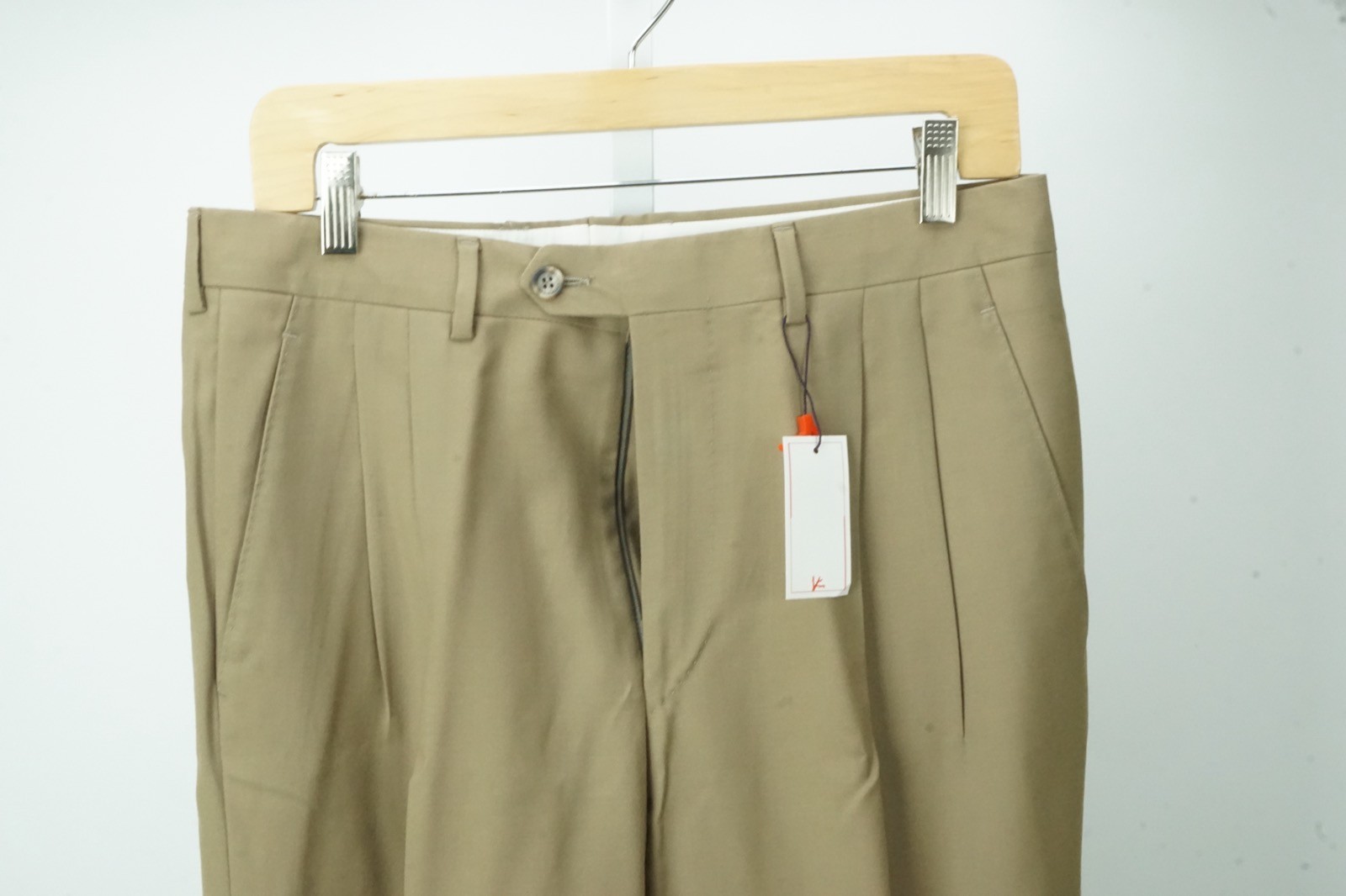 Isaia Khaki Brown Angelica Wool Mens Dress Pants Sz 48 EU Brand New
