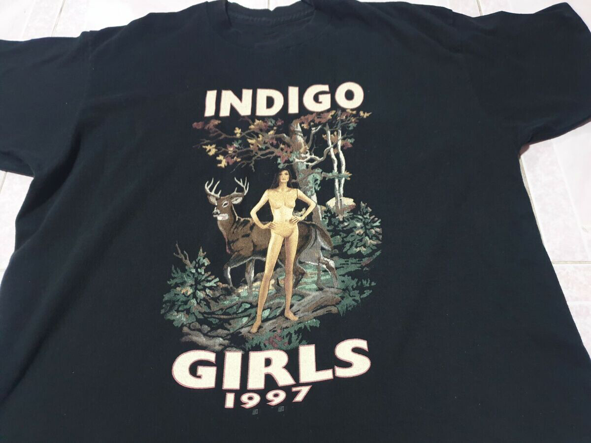 Vtg 1997 Indigo Girls Band Tour Cotton Black T Shirt All Size For Men