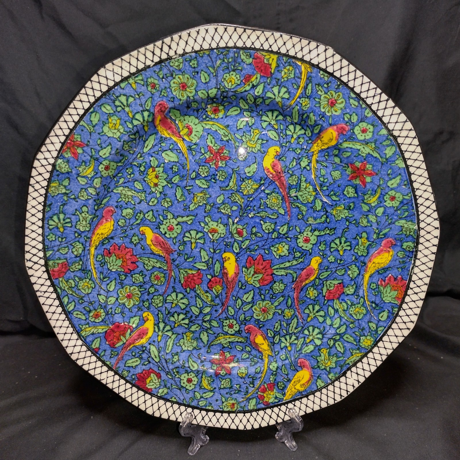 Antique Royal Doulton Persian Parrot Plate D4031 Blue Chintz Art Deco 10\