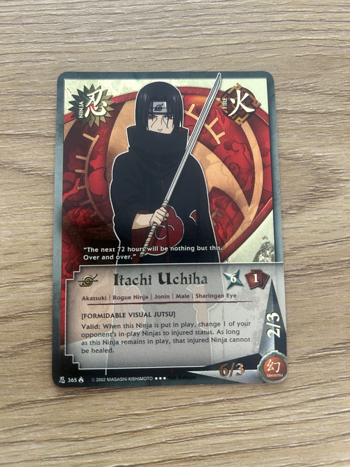 2008 Naruto CCG Itachi Uchiha N-365 Lineage Of Legends 1st Edition