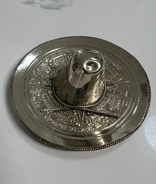 Vintage Mexican Silver Sterling TONE Sombrero Souvenir Dish ALPACA Mayan AZTEC Vintage Mexican Silver Sterling TONE Sombrero Souvenir Dish ALPACA Mayan AZTEC