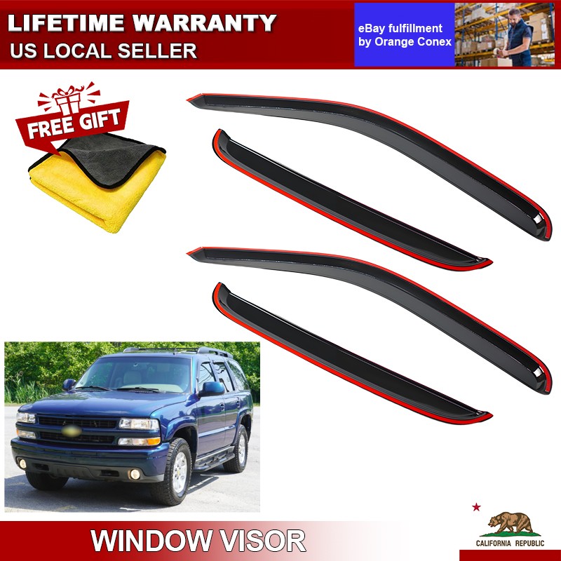 4Pcs Smoke Tape-on Window Visor Rain Guard For 2000-2006 Chevy Tahoe GMC Yukon 4Pcs Smoke Tape-on Window Visor Rain Guard For 2000-2006 Chevy Tahoe GMC Yukon