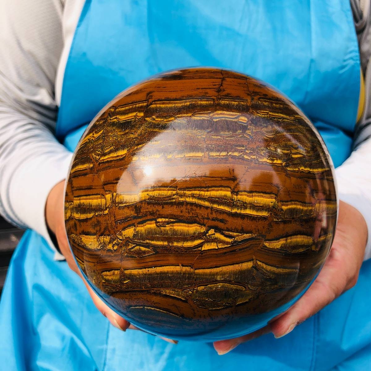 8.4LB Natural Tiger\'s Eye Ball Quartz Crystal Sphere Gem Specimen Healing