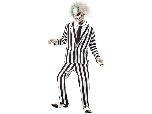Rubies Beetlejuice Deluxe Mens Costume Standard 36-38 Jacket Pants Dickie NEW