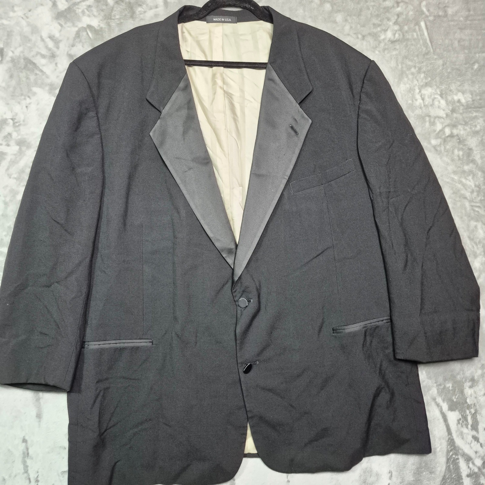 Chaps Ralph Lauren Mens Black Satin Peak Lapel Tuxedo Jacket Made in USA 1826