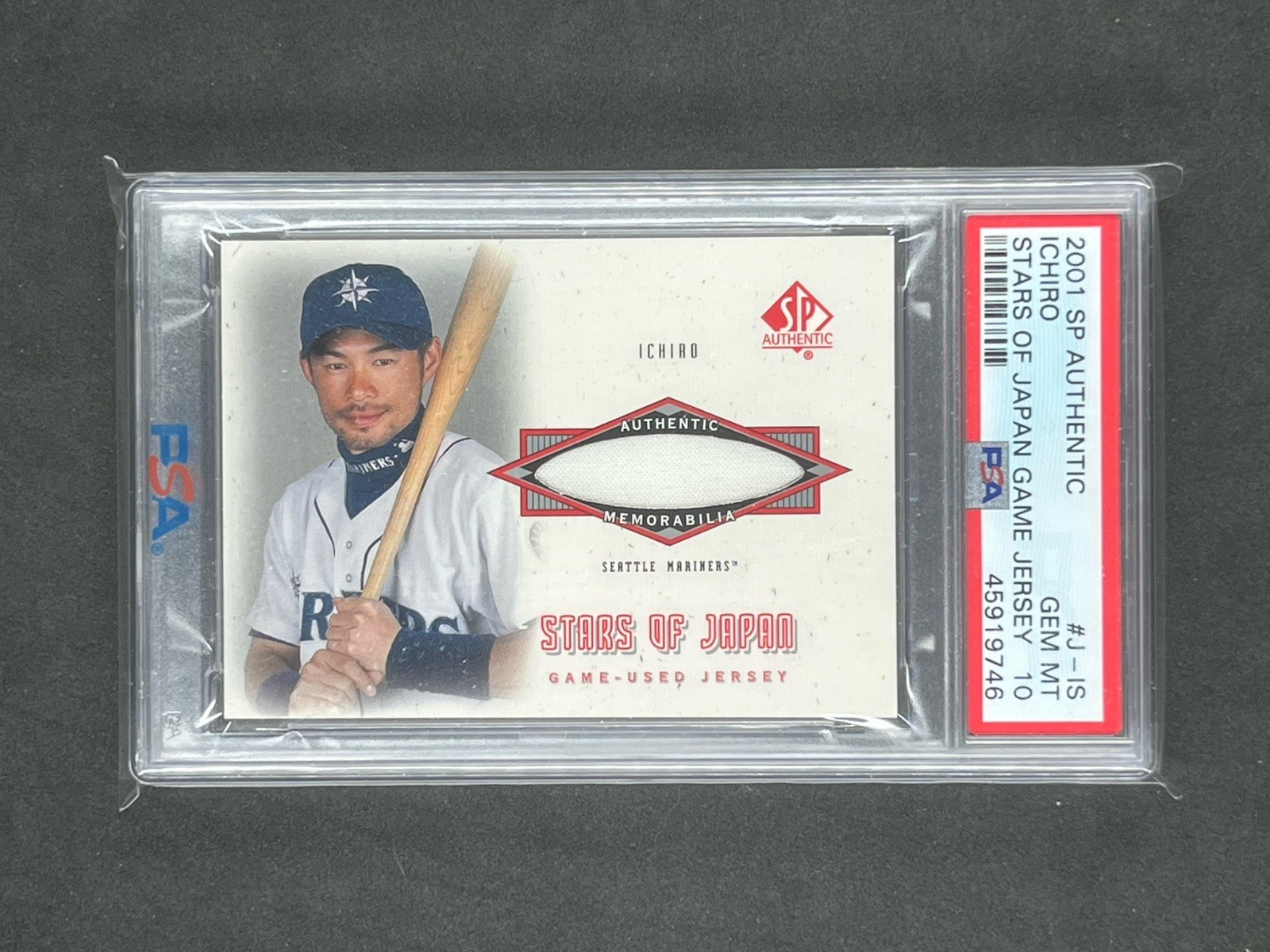 2001 SP AUTHENTIC ICHIRO STARS OF JAPAN GAME-USED ROOKIE RC PATCH ROOKIE PSA 10