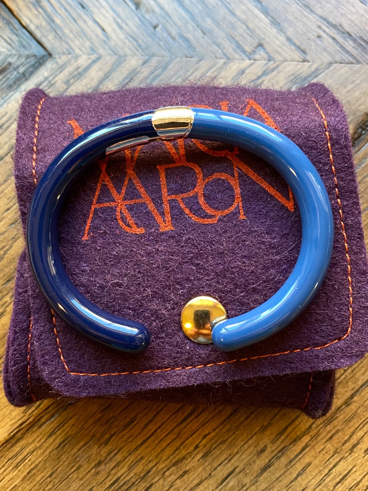 MARLA AARON - HINGED CUFFLING BRACELET - STERLING SILVER & ENAMEL- SLIGHTLY USED