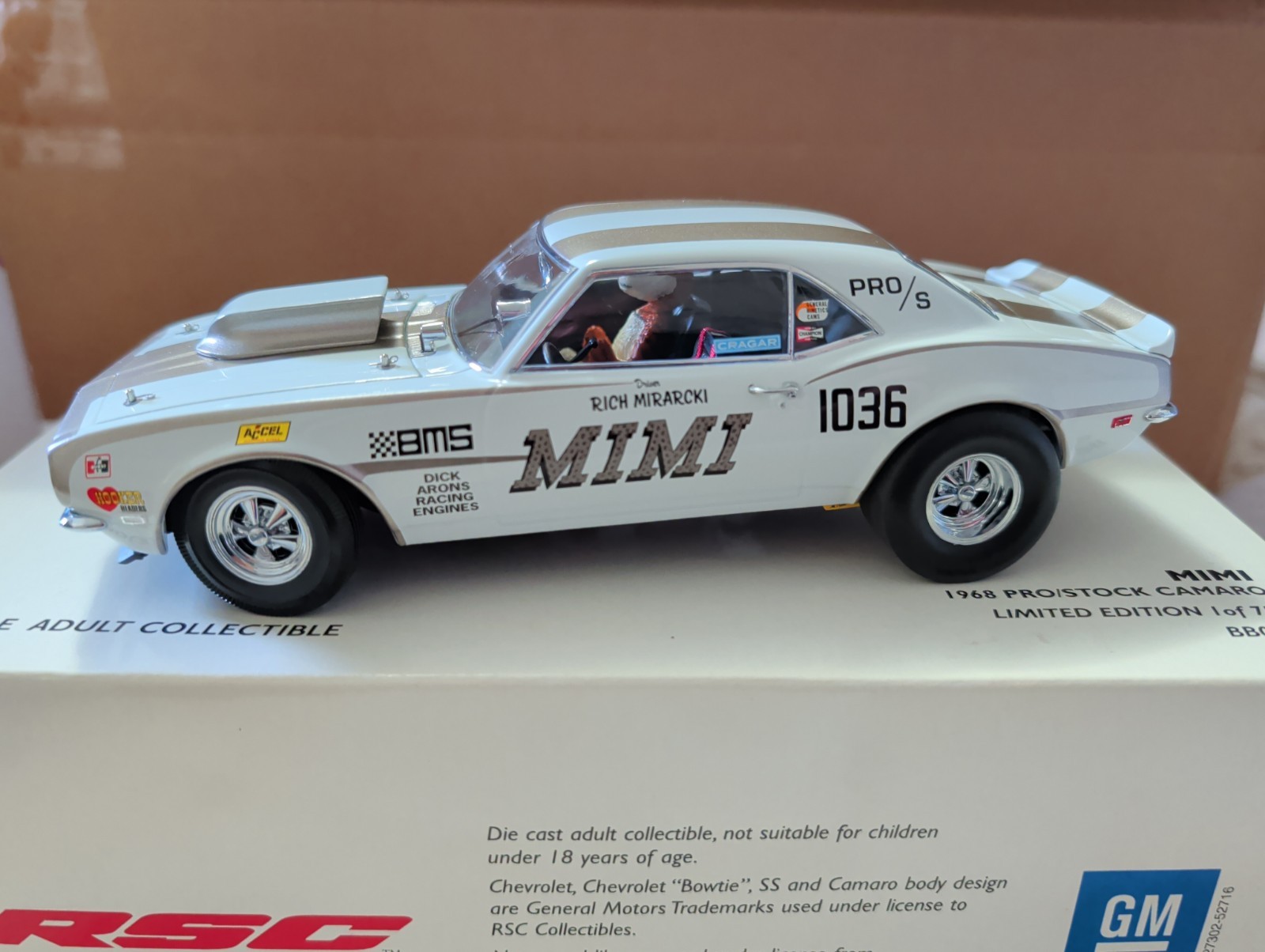 Vintage RSC 1/24 Diecast 1968 Pro/Stock Camaro MIMI, 1 0f 750. Original box Vintage RSC 1/24 Diecast 1968 Pro/Stock Camaro MIMI, 1 0f 750. Original box