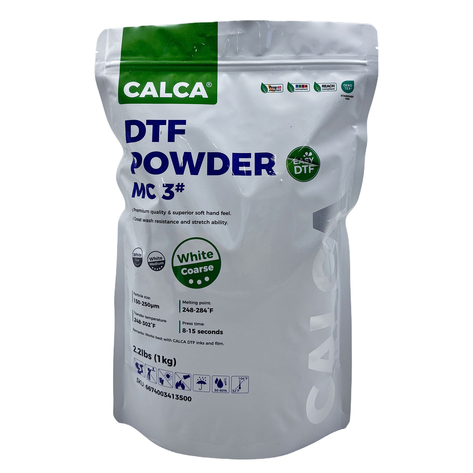CALCA Direct to Film TPU DTF Powder, Digital Transfer  Coarse white USA 6pc