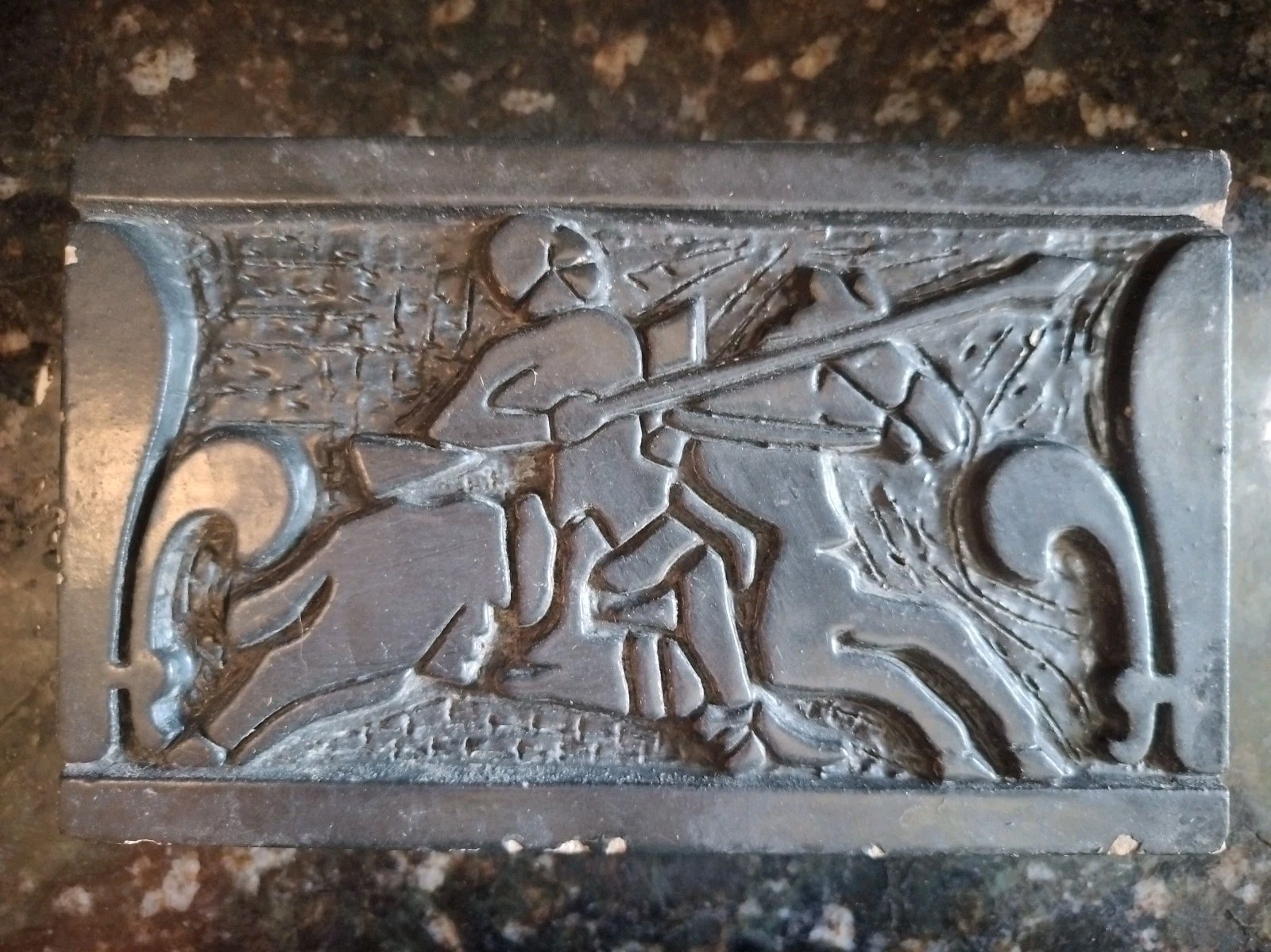 Antique The Stark Brick Co Canton Ohio Horse Rider Joust Joan Ark Brick Tile B1f Antique The Stark Brick Co Canton Ohio Horse Rider Joust Joan Ark Brick Tile B1f