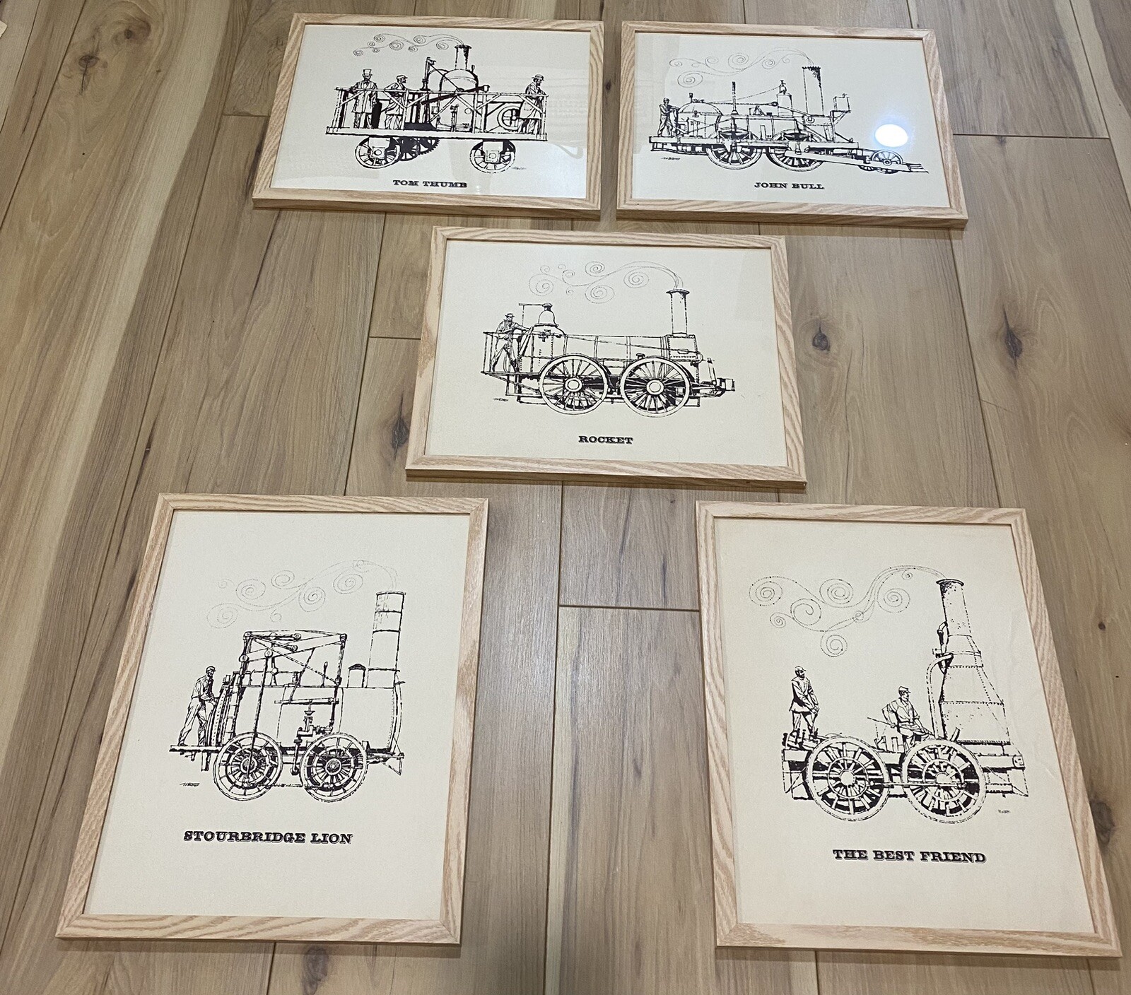 Vintage Mid 20th Century 5 Prints From Francis William Webb, Trains 11X14 Framed