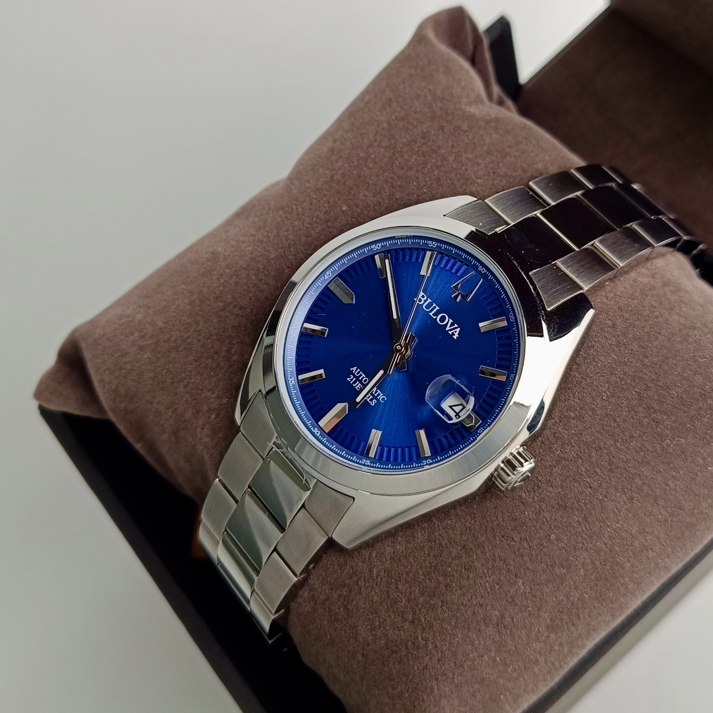 Bulova Surveyor 96B436 Men\'s Automatic Stainless Steel Blue Dial Watch 39mm