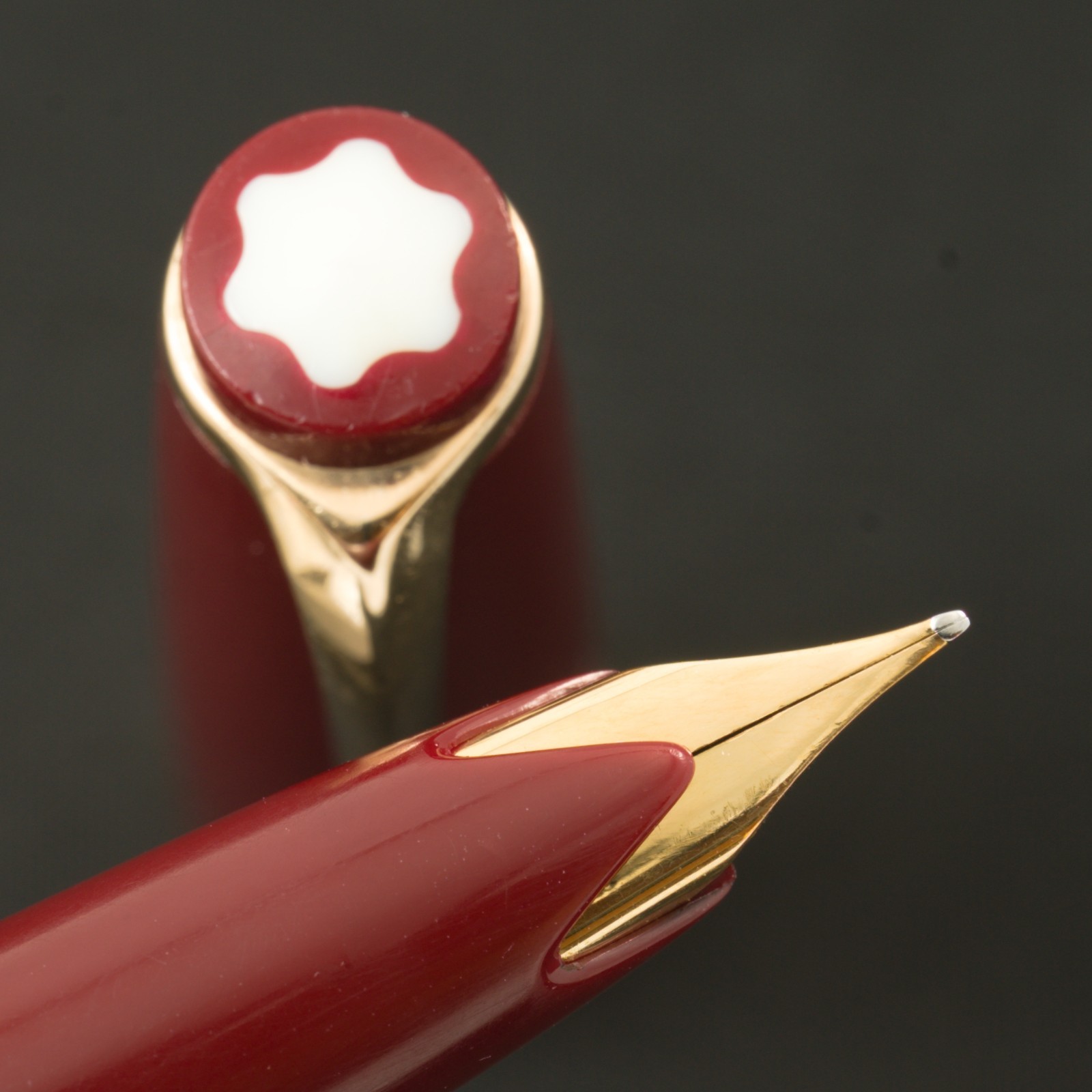 Authentic Vintage 1960s Montblanc 12 Rare Burgundy 18C Wing Nib F No Crack
