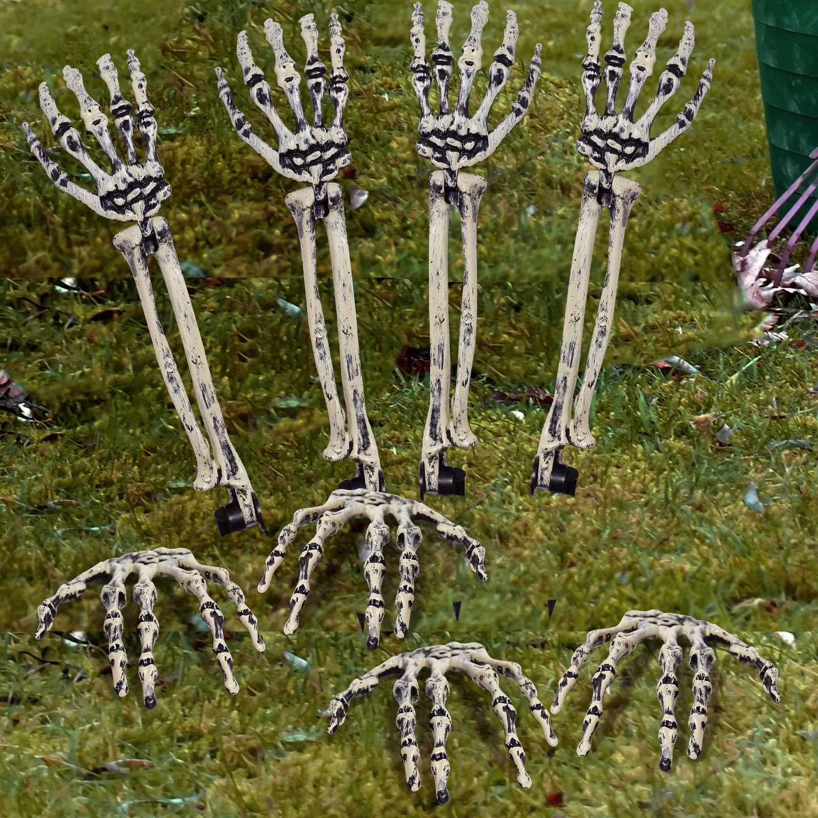 8 Pack Plastic Skeleton Hands, Halloween Skeleton Outdoor Decorations