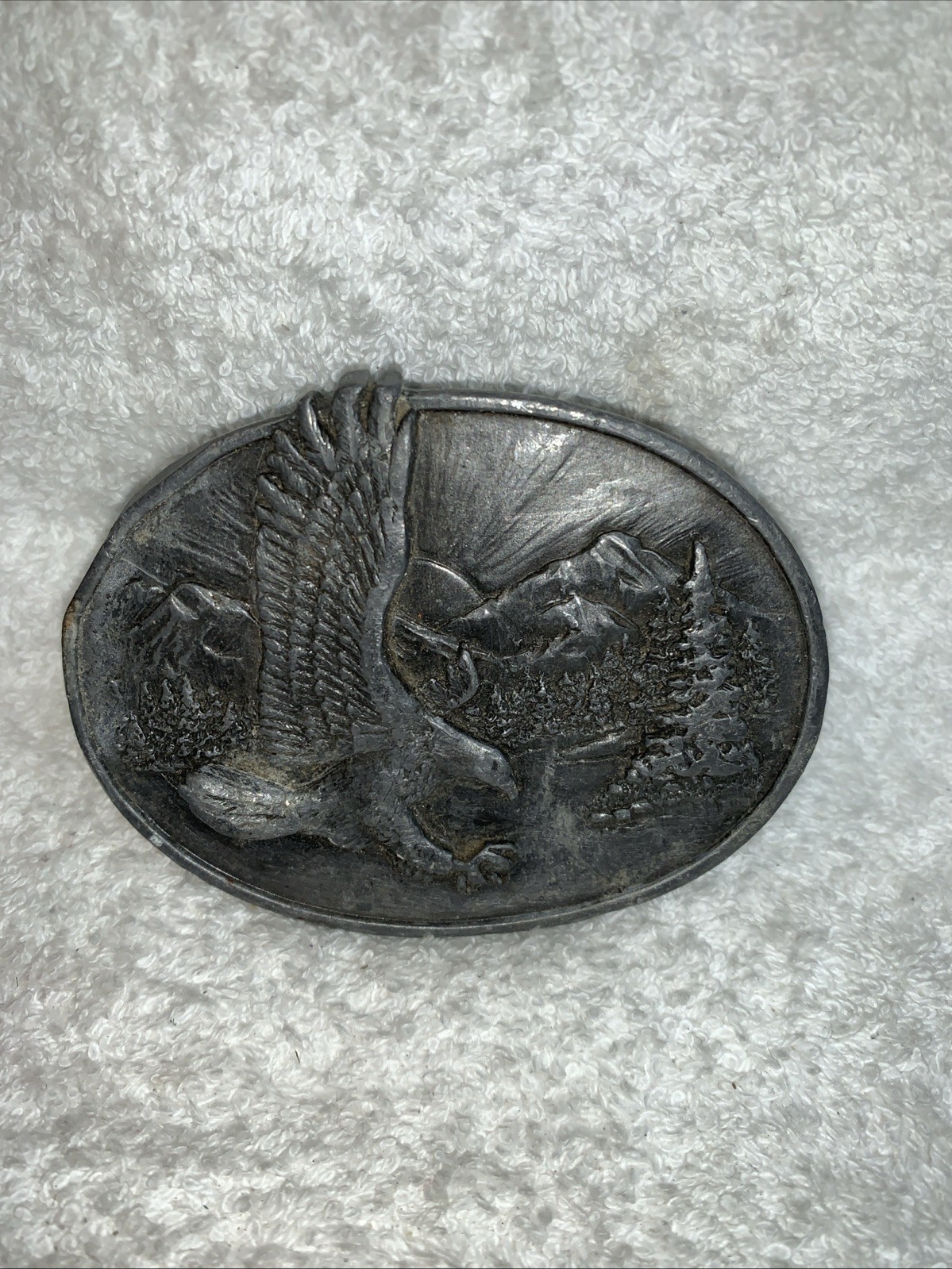 Eagle Sun Mountain Bird Prey Biker Animal Art Artwork 1982 Vintage Belt Buckle