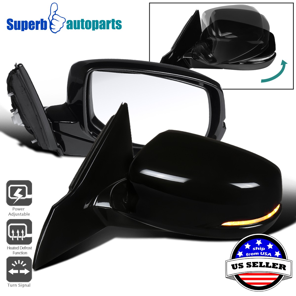 Fits 2013-2017 Honda Accord 7 Pin Power Heated Mirror+LED Turn Signal Left&Right Fits 2013-2017 Honda Accord 7 Pin Power Heated Mirror+LED Turn Signal Left&Right